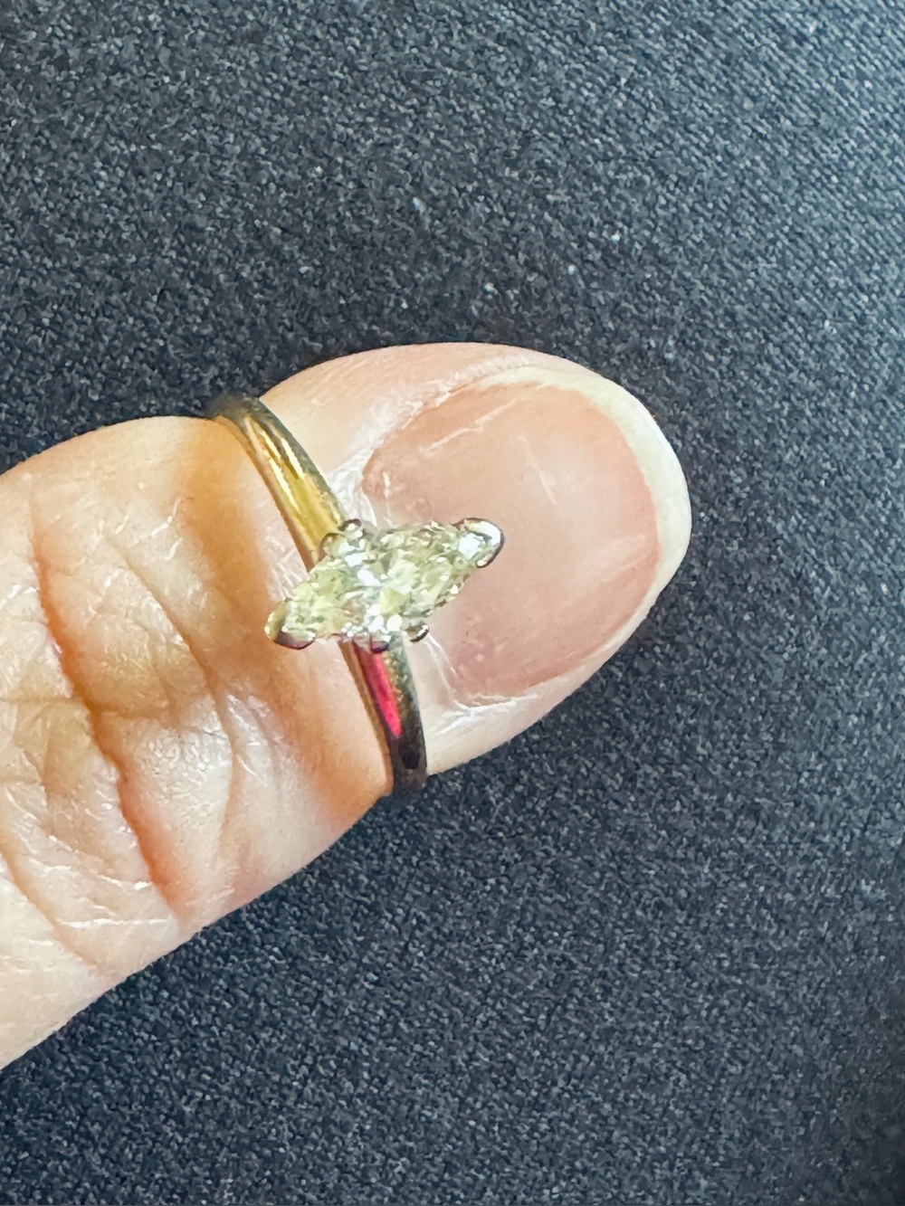Vintage Marquise Natural Diamond Engagement Ring Solid 14k Gold